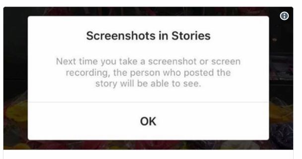 Instagram Screenshot Warning