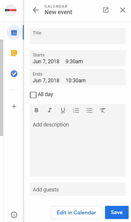 New Gmail Create Calendar