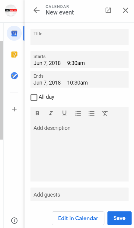 new gmail create calendar TobiDigital