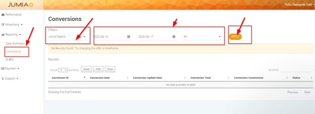 Jumia Affiliates Conversion Reporting How To Track Earning