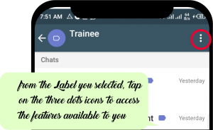 from the selected label, tap the three icon dots to see available features