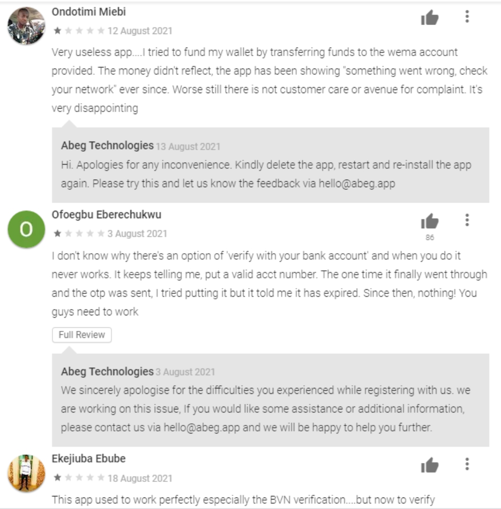 Abeg App Users Reviews 3