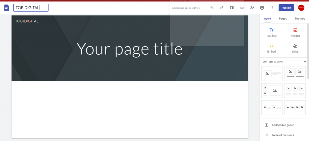 Google Sites Website Builder Interface